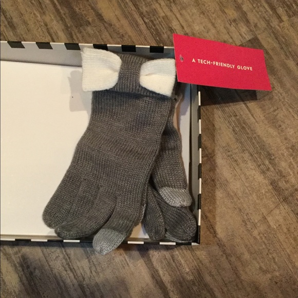 NIB Kate Spade Gray Bow Beanie and Gloves Box Set - Picture 4 of 4